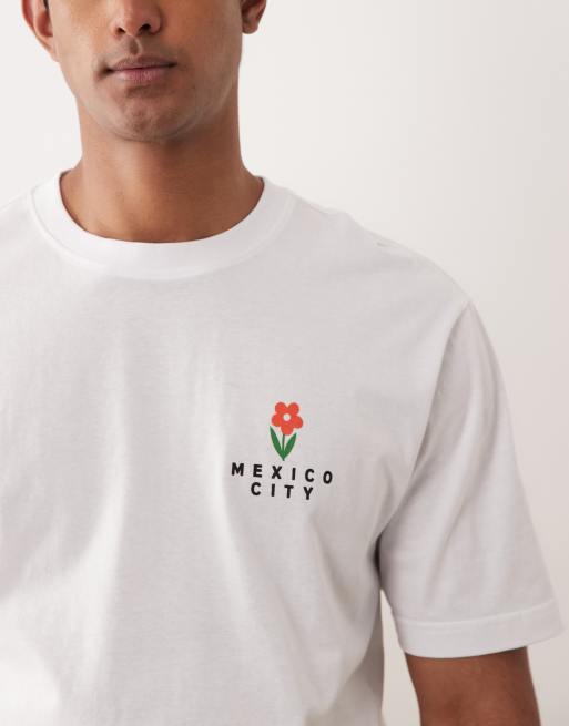 ONLY & SONS – Vit t-shirt i oversize med Mexico-tryck baktill, 3 av 5