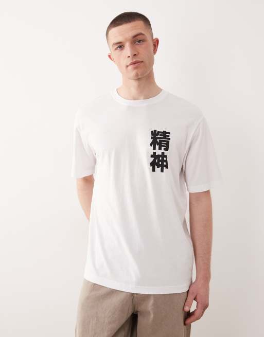 ONLY & SONS – Vit t-shirt i oversize med tempeltryck baktill, 2 av 5