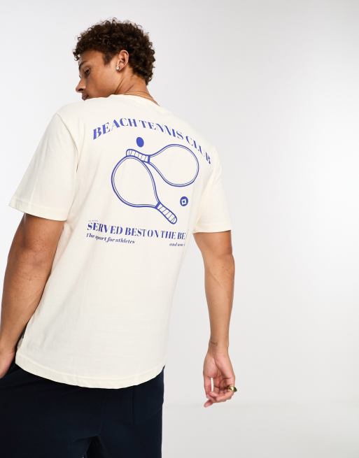 Only & Sons – Vit t-shirt i oversize med tryck baktill 