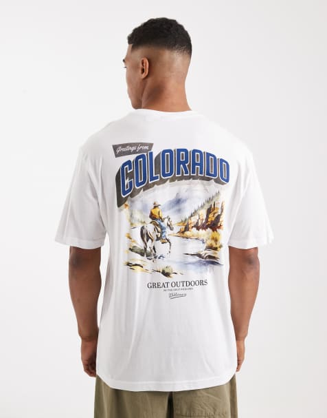 ONLY & SONS – Vit t-shirt i oversized fit med Colorado-tryck baktill - view 1