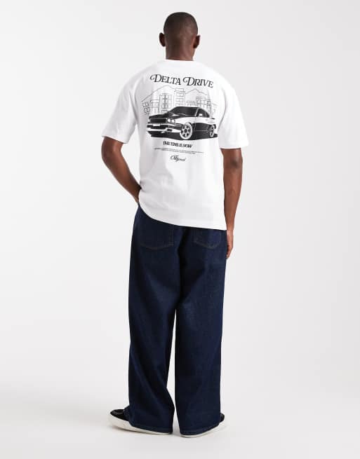 ONLY & SONS – Vit t-shirt i relaxed fit med biltryck på ryggen, 2 av 5