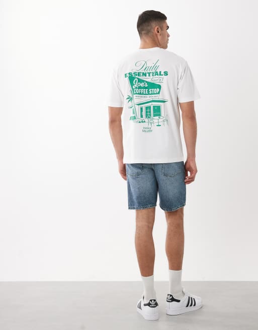 ONLY & SONS – Vit t-shirt med avslappnad passform och cafétryck baktill, 5 av 5