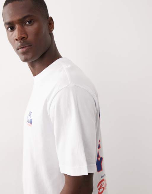 ONLY & SONS – Vit t-shirt med avslappnad passform och tryck på ryggen, 5 av 5