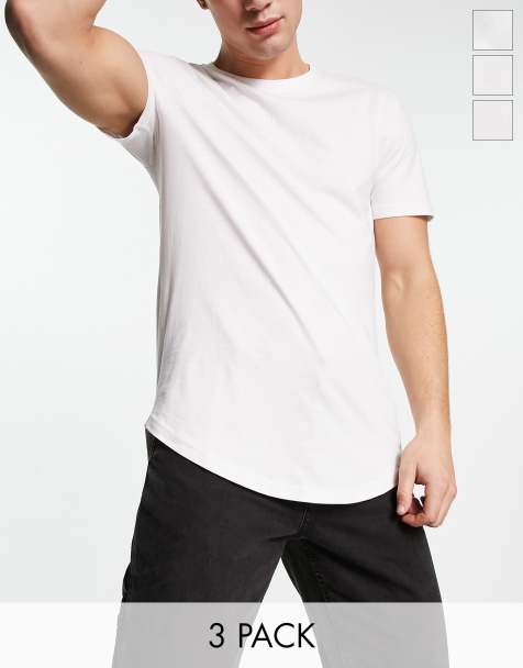 Only & Sons – Vit t-shirt med rundad nederkant, 3-pack - view 1