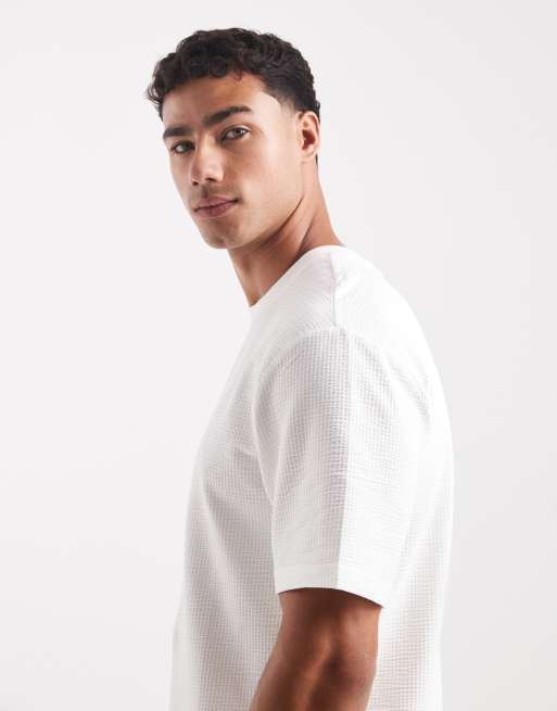 ONLY & SONS – Vit, våfflad t-shirt med korta ärmar, del av set, 4 av 5