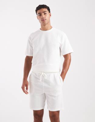 waffle knit shorts in white - part of a set