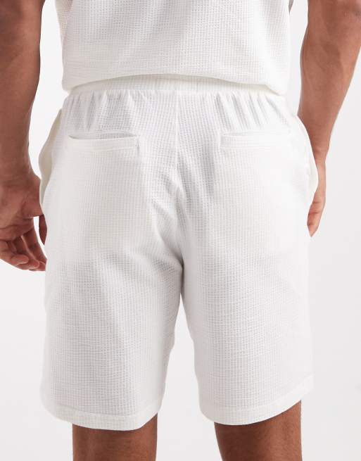 ONLY & SONS waffle knit shorts in white - part of a set