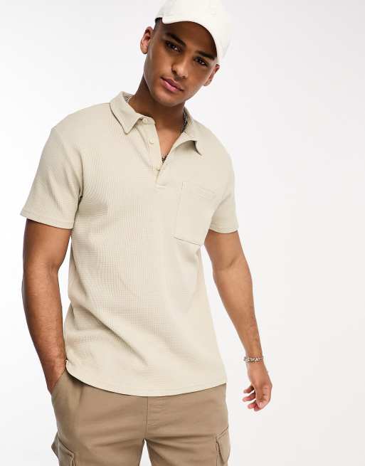 Mens polo waffle outlet shirts