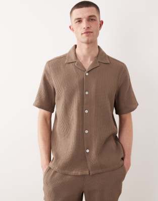 Only & Sons Waffle Shirt Co-ord In Brown