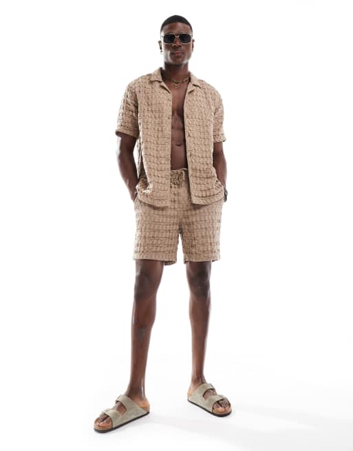 ONLY & SONS waffle shirt in beige - part of a set, 2 of 4