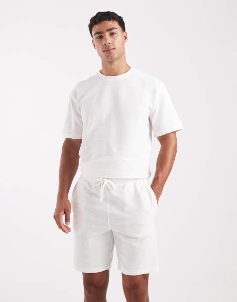 ONLY & SONS waffle short co-ord white