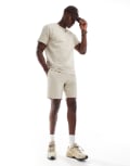 [ONLY & SONS] ONLY & SONS waffle shorts in cream (part of a set)-White XL Silver Lining