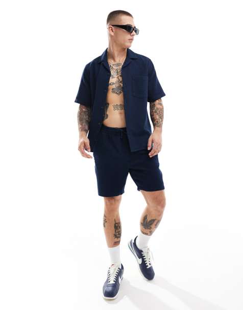 ONLY & SONS waffle shorts in navy (part of a set) - view 1
