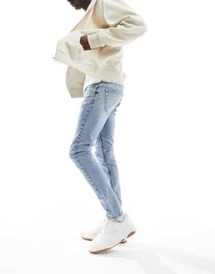 Only & Sons Warp skinny jeans in light bue - ASOS Price Checker