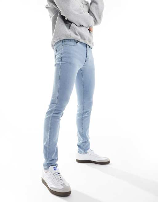 Only & Sons warp skinny fit jeans in light blue wash