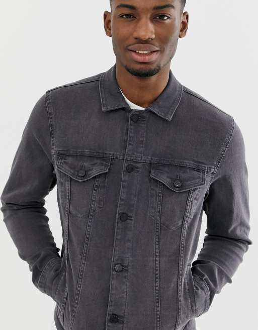 Gray denim jacket on sale mens