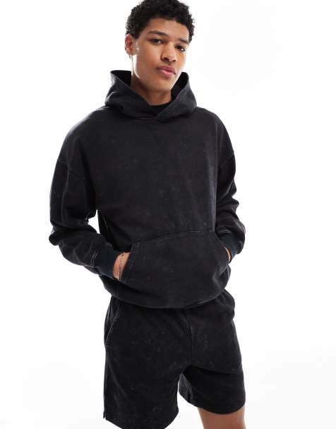 ONLY & SONS washed hoodie co-ord in black - view 1