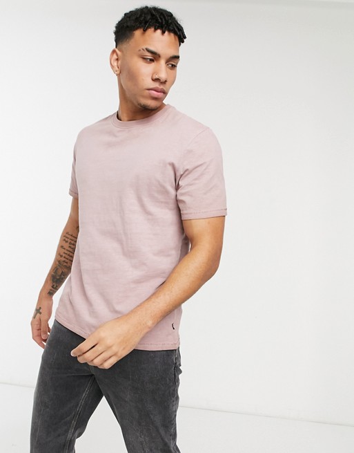 Only & Sons washed t-shirt in pink