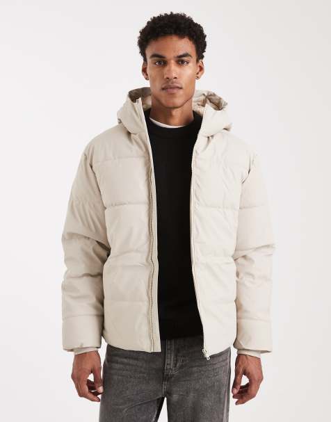 ONLY & SONS water resistant puffer coat in cream - view 1