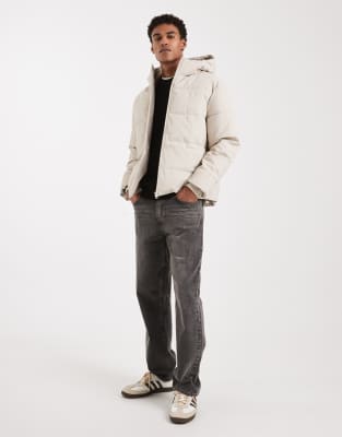 Only & Sons Water Resistant Puffer Coat In Neutral