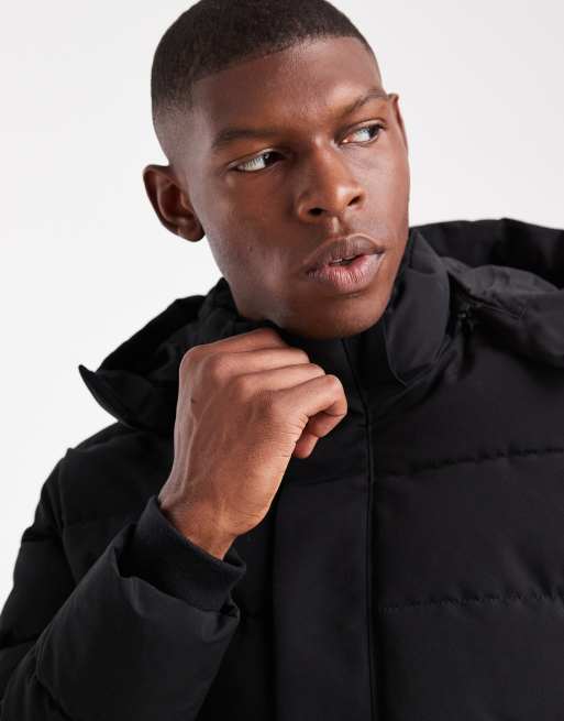 ONLY & SONS - Waterbestendige gewatteerde puffer jas met capuchon in zwart, 5 van 5