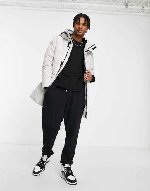 Only & Sons - Waterbestendige zwaar gewatteerd puffer jack met lange pasvorm en capuchon in wit 