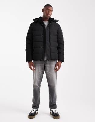 Only & Sons Waterproof Hooded Puffer Coat In Black