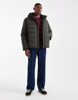 Only & Sons Waterproof Hooded Puffer Jacket In Brown
