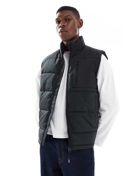 ONLY & SONS – Wattierte Funktionsweste in Schwarz - view 1
