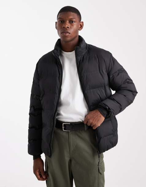 ONLY & SONS – Wattierte Jacke in Schwarz mit durchgehendem Reißverschluss - view 1