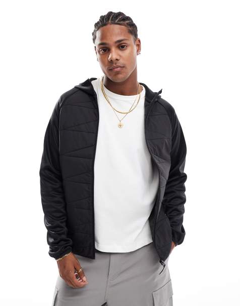 ONLY & SONS – Wattierte Jacke in Schwarz mit Kapuze und verschiedenen Strukturen - view 1