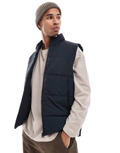 Only & Sons – Wattierte Weste in Marineblau mit Stehkragen - view 1