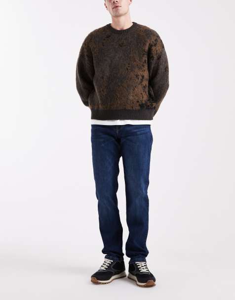 ONLY & SONS weft regular fit stretch jeans in dark wash