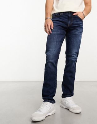 Only & Sons weft regular fit stretch jeans in dark wash  - ASOS Price Checker
