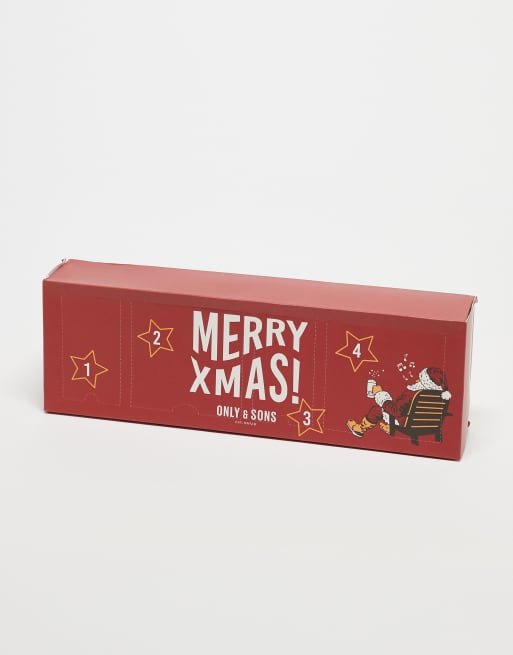 ONLY & SONS – Weihnachtliche Geschenkebox mit Boxershorts und Socken im 4er-Pack mit Weihnachtsmann-Muster, 2 von 3