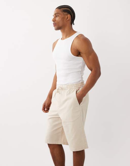 ONLY & SONS – Weit geschnittene Shorts in Beige mit Leinenanteil, 3 von 5