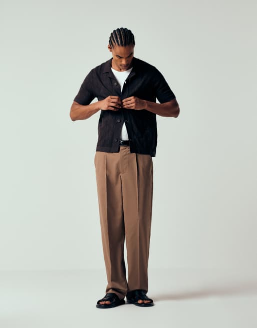 ONLY & SONS – Weitmaschiges Strickhemd in Braun, 2 von 7