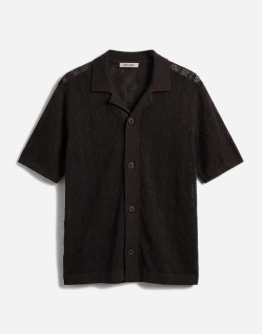 ONLY & SONS – Weitmaschiges Strickhemd in Braun, 6 von 7