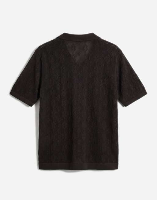 ONLY & SONS – Weitmaschiges Strickhemd in Braun, 7 von 7