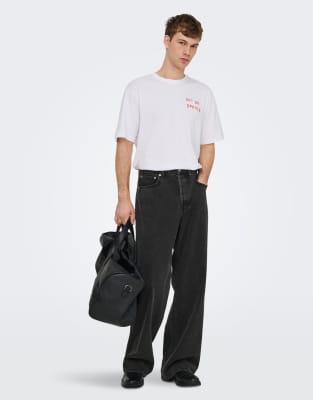 ONLY & SONS ONLY & SONS Wide-fit jeans in washed black