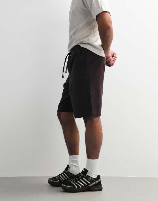 ONLY & SONS wide fit short with linen in chocolate, 6 of 7