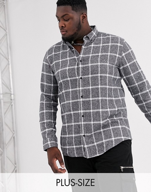 Only & Sons window pane check shirt in grey