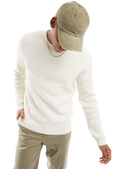 ONLY & SONS wool look sweater in light ecru