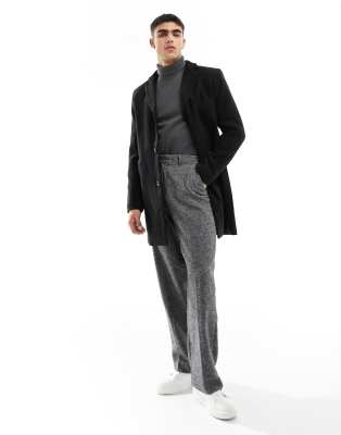 Only & Sons Wool Mix Overcoat In Black