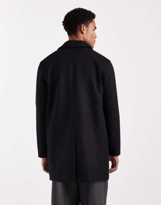 ONLY & SONS wool mix overcoat in black, 3 of 5