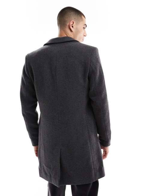 Only Sons Wool Mix Overcoat in Gray