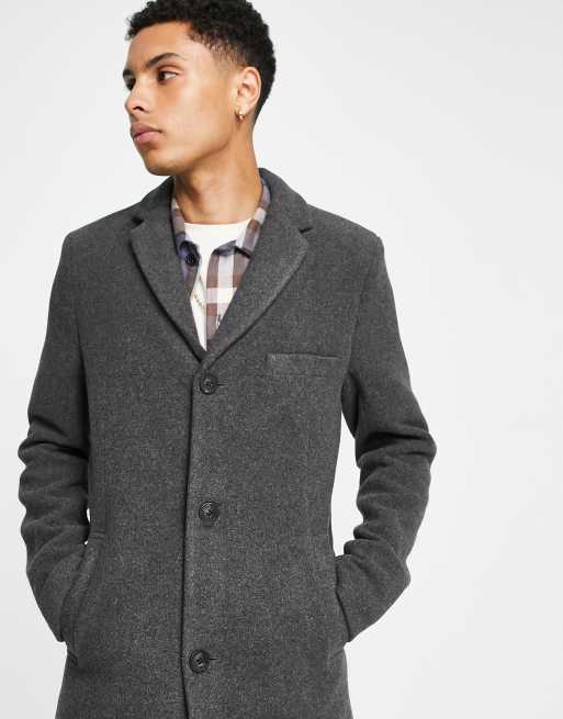 Only Sons wool mix overcoat in gray