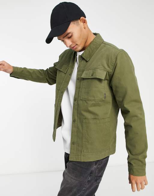 Only & Sons worker jacket with quilted lining in khaki | ASOS