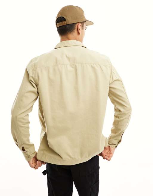 Only & sons utility overshirt in beige sale