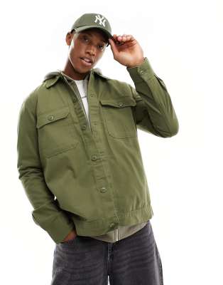 Only & Sons Worker Overshirt In Khaki-green